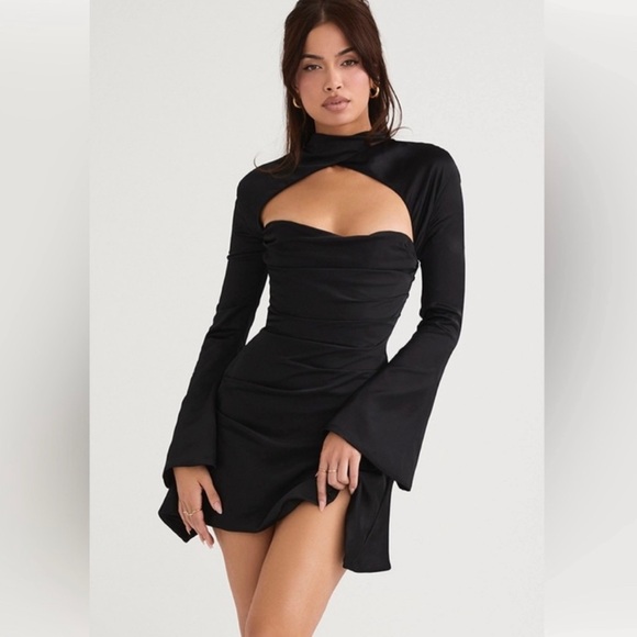 House of CB Dresses House Of Cb Toira Black Draped Corset Dress Nwt